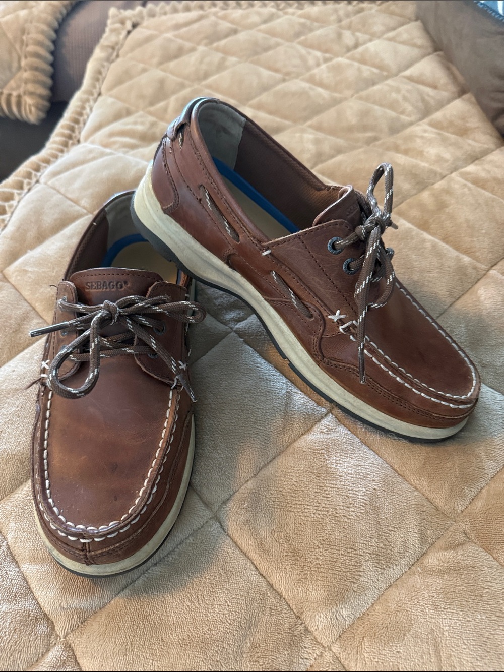 Sebago Brown Leather 2-Eye Boat Shoes for Men